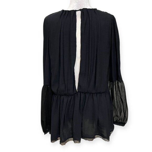 Free People Soul Serene Sheer Peplum Top Blouse Small SP Roman tic Boho Lace - Picture 4 of 10